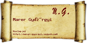 Marer Györgyi névjegykártya